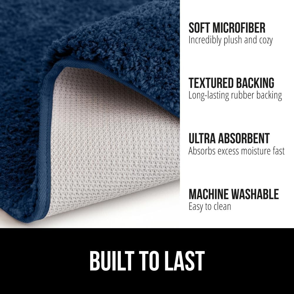 image:imageGORILLA GRIP Bathroom Rugs Ultra Soft Absorbent Mat Thick Plush Bath Rug Machine Washable Microfiber Quick Dry Mats for Shower Bathtub and Floor Home Decor Accessories 24x17 IvoryNavy Blue