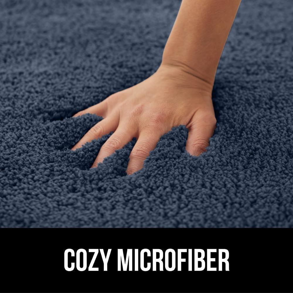 image:imageGORILLA GRIP Bathroom Rugs Ultra Soft Absorbent Mat Thick Plush Bath Rug Machine Washable Microfiber Quick Dry Mats for Shower Bathtub and Floor Home Decor Accessories 24x17 IvoryIndigo