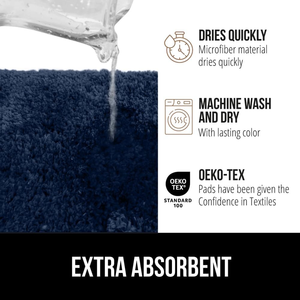 image:imageGORILLA GRIP Bathroom Rugs Ultra Soft Absorbent Mat Thick Plush Bath Rug Machine Washable Microfiber Quick Dry Mats for Shower Bathtub and Floor Home Decor Accessories 24x17 IvoryIndigo