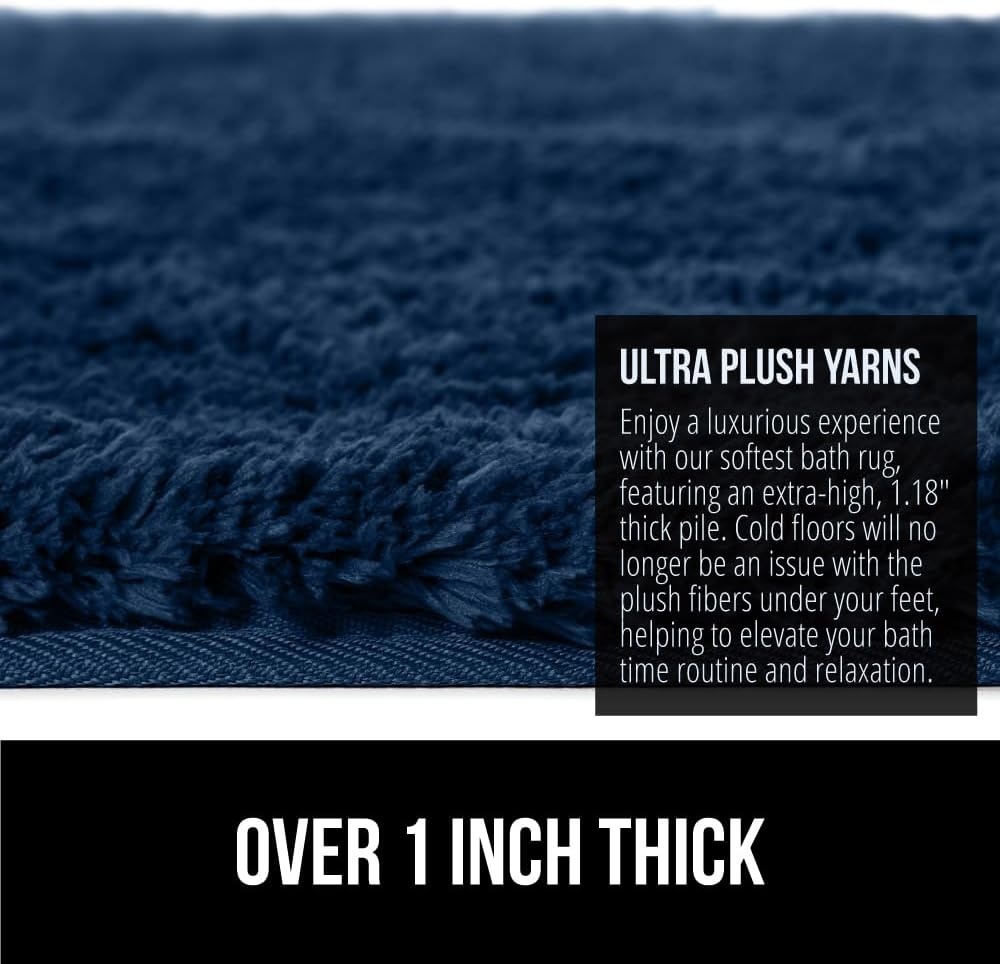image:imageGORILLA GRIP Bathroom Rugs Ultra Soft Absorbent Mat Thick Plush Bath Rug Machine Washable Microfiber Quick Dry Mats for Shower Bathtub and Floor Home Decor Accessories 24x17 IvoryNavy Blue