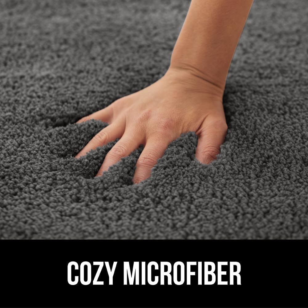 image:imageGORILLA GRIP Bathroom Rugs Ultra Soft Absorbent Mat Thick Plush Bath Rug Machine Washable Microfiber Quick Dry Mats for Shower Bathtub and Floor Home Decor Accessories 24x17 IvoryCharcoal