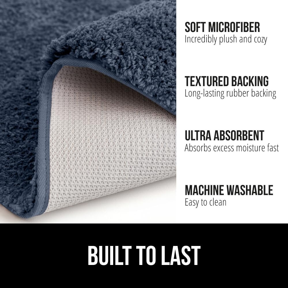 image:imageGORILLA GRIP Bathroom Rugs Ultra Soft Absorbent Mat Thick Plush Bath Rug Machine Washable Microfiber Quick Dry Mats for Shower Bathtub and Floor Home Decor Accessories 24x17 IvoryIndigo