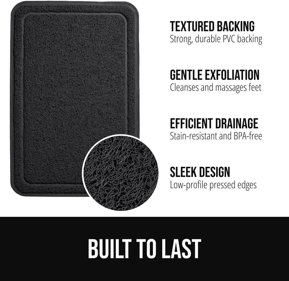 image:imageGORILLA GRIP Exfoliating Bath and Shower Mat Textured Backing Soft LoofahStyle Foot Scrubber for Outside or Inside Bathtub Quick Dry Easy Drainage Tub Floor Mats Bathroom Essentials 24x16 BlackBlack