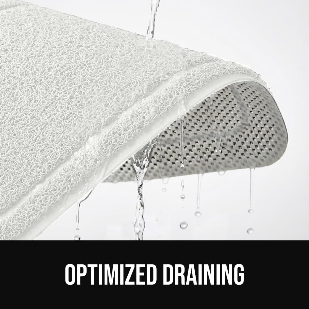 image:imageGORILLA GRIP Exfoliating Bath and Shower Mat Textured Backing Soft LoofahStyle Foot Scrubber for Outside or Inside Bathtub Quick Dry Easy Drainage Tub Floor Mats Bathroom Essentials 24x16 BlackWhite