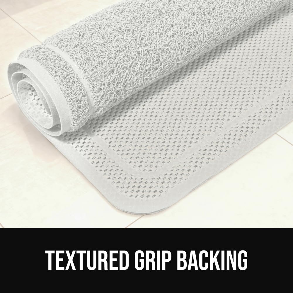 image:imageGORILLA GRIP Exfoliating Bath and Shower Mat Textured Backing Soft LoofahStyle Foot Scrubber for Outside or Inside Bathtub Quick Dry Easy Drainage Tub Floor Mats Bathroom Essentials 24x16 BlackWhite