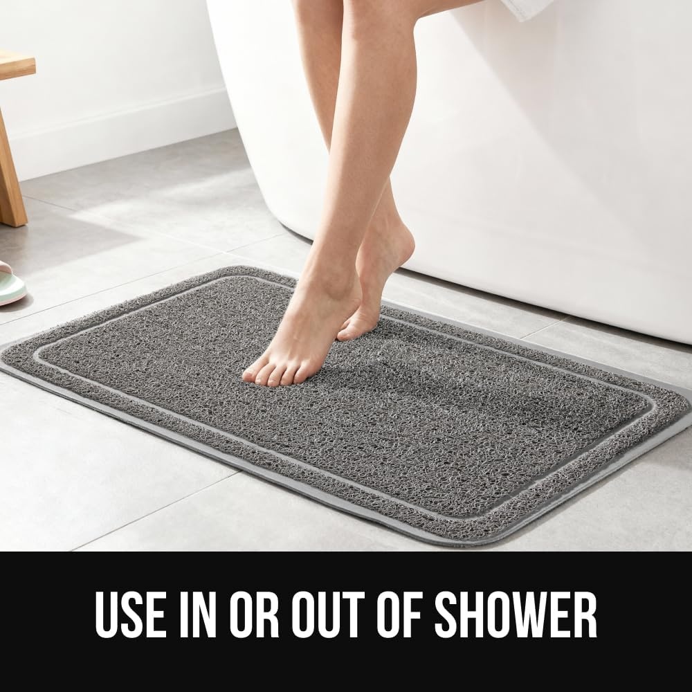 image:imageGORILLA GRIP Exfoliating Bath and Shower Mat Textured Backing Soft LoofahStyle Foot Scrubber for Outside or Inside Bathtub Quick Dry Easy Drainage Tub Floor Mats Bathroom Essentials 24x16 BlackGray