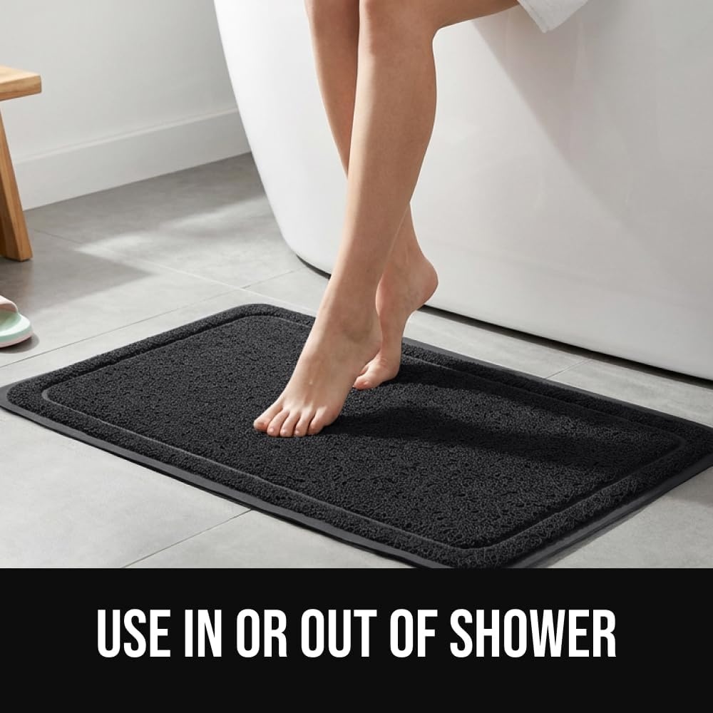 image:imageGORILLA GRIP Exfoliating Bath and Shower Mat Textured Backing Soft LoofahStyle Foot Scrubber for Outside or Inside Bathtub Quick Dry Easy Drainage Tub Floor Mats Bathroom Essentials 24x16 BlackBlack