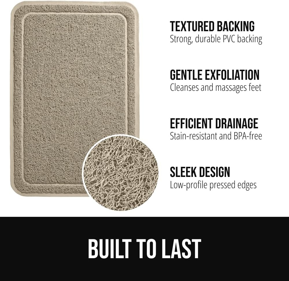 image:imageGORILLA GRIP Exfoliating Bath and Shower Mat Textured Backing Soft LoofahStyle Foot Scrubber for Outside or Inside Bathtub Quick Dry Easy Drainage Tub Floor Mats Bathroom Essentials 24x16 BlackBeige