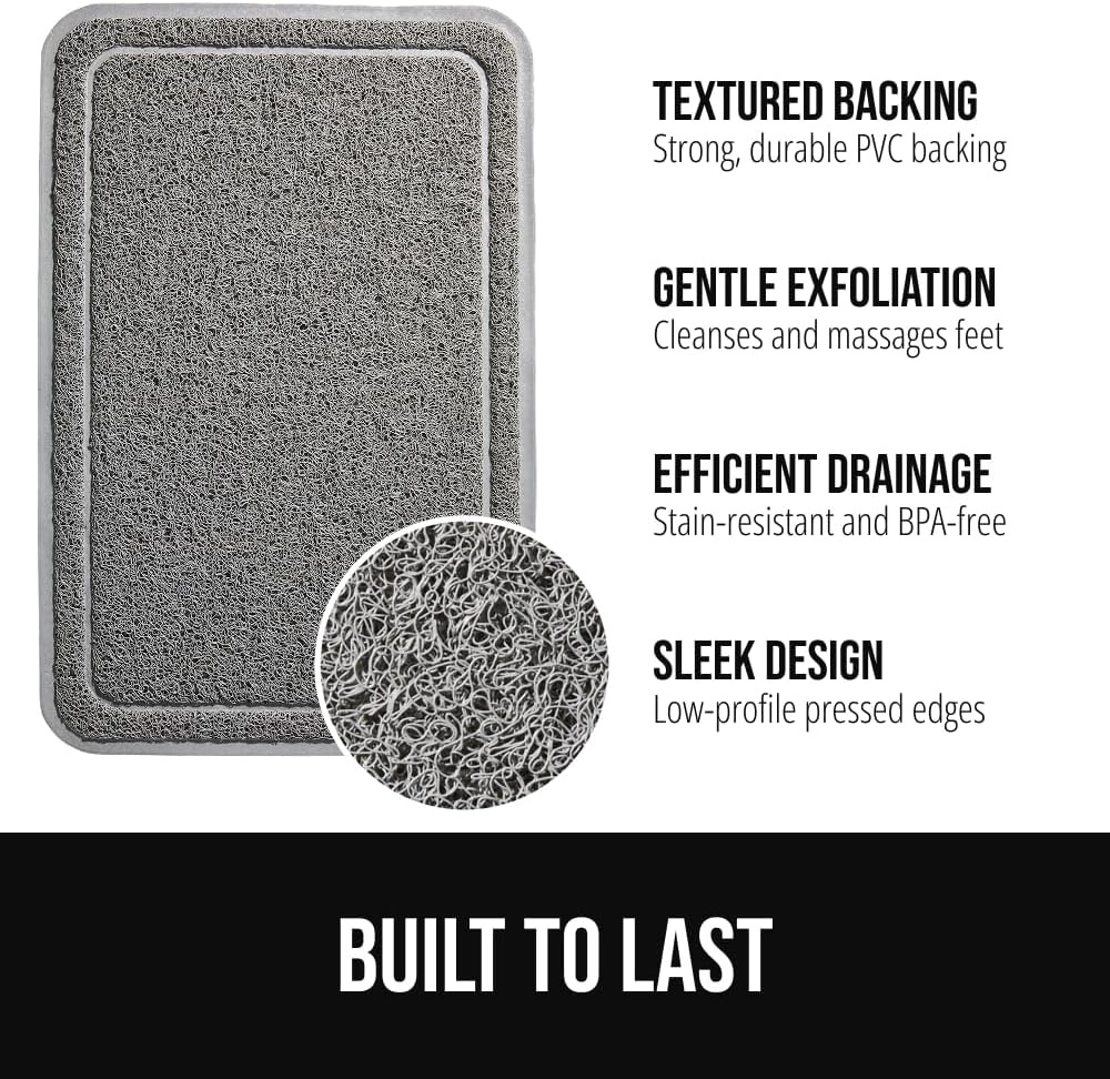 image:imageGORILLA GRIP Exfoliating Bath and Shower Mat Textured Backing Soft LoofahStyle Foot Scrubber for Outside or Inside Bathtub Quick Dry Easy Drainage Tub Floor Mats Bathroom Essentials 24x16 BlackGray