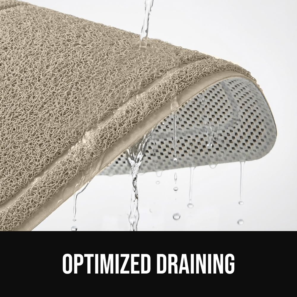 image:imageGORILLA GRIP Exfoliating Bath and Shower Mat Textured Backing Soft LoofahStyle Foot Scrubber for Outside or Inside Bathtub Quick Dry Easy Drainage Tub Floor Mats Bathroom Essentials 24x16 BlackBeige