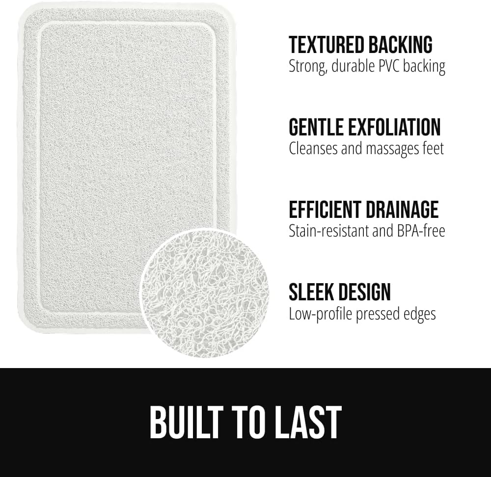 image:imageGORILLA GRIP Exfoliating Bath and Shower Mat Textured Backing Soft LoofahStyle Foot Scrubber for Outside or Inside Bathtub Quick Dry Easy Drainage Tub Floor Mats Bathroom Essentials 24x16 BlackWhite