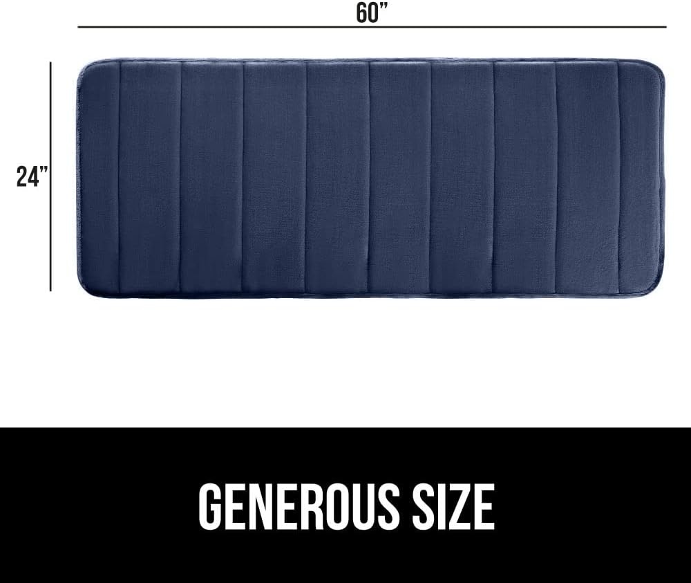 image:imageGORILLA GRIP Memory Foam Bath Mat Soft Absorbent US Designed Bathroom Rug Gripping Dots Machine Washable Bathmat Cushioned Floor Mats Shower Sink Rugs Room Dcor Accessories 24x17 Graphite GrayStriped Navy