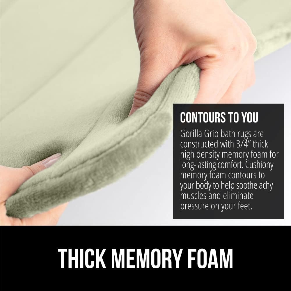 image:imageGORILLA GRIP Memory Foam Bath Mat Soft Absorbent US Designed Bathroom Rug Gripping Dots Machine Washable Bathmat Cushioned Floor Mats Shower Sink Rugs Room Dcor Accessories 24x17 Graphite GrayStriped Sage