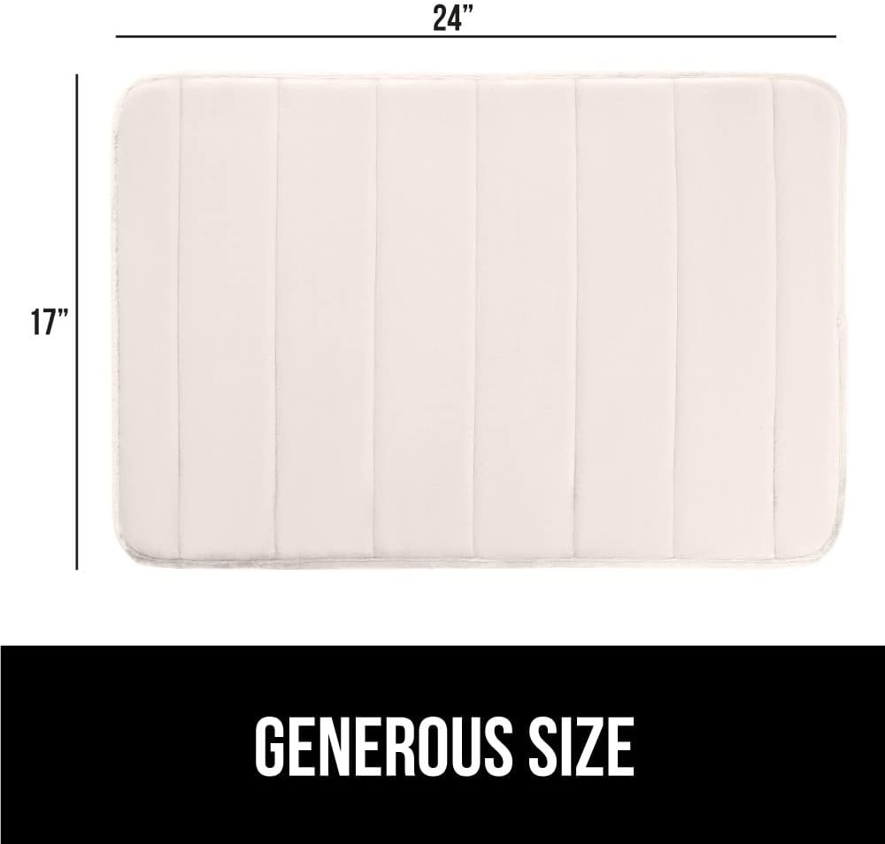 image:imageGORILLA GRIP Memory Foam Bath Mat Soft Absorbent US Designed Bathroom Rug Gripping Dots Machine Washable Bathmat Cushioned Floor Mats Shower Sink Rugs Room Dcor Accessories 24x17 Graphite GrayStriped Cream