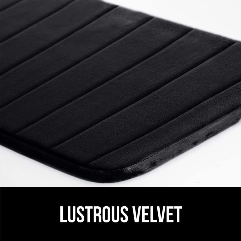 image:imageGORILLA GRIP Memory Foam Bath Mat Soft Absorbent US Designed Bathroom Rug Gripping Dots Machine Washable Bathmat Cushioned Floor Mats Shower Sink Rugs Room Dcor Accessories 24x17 Graphite GrayStriped Black