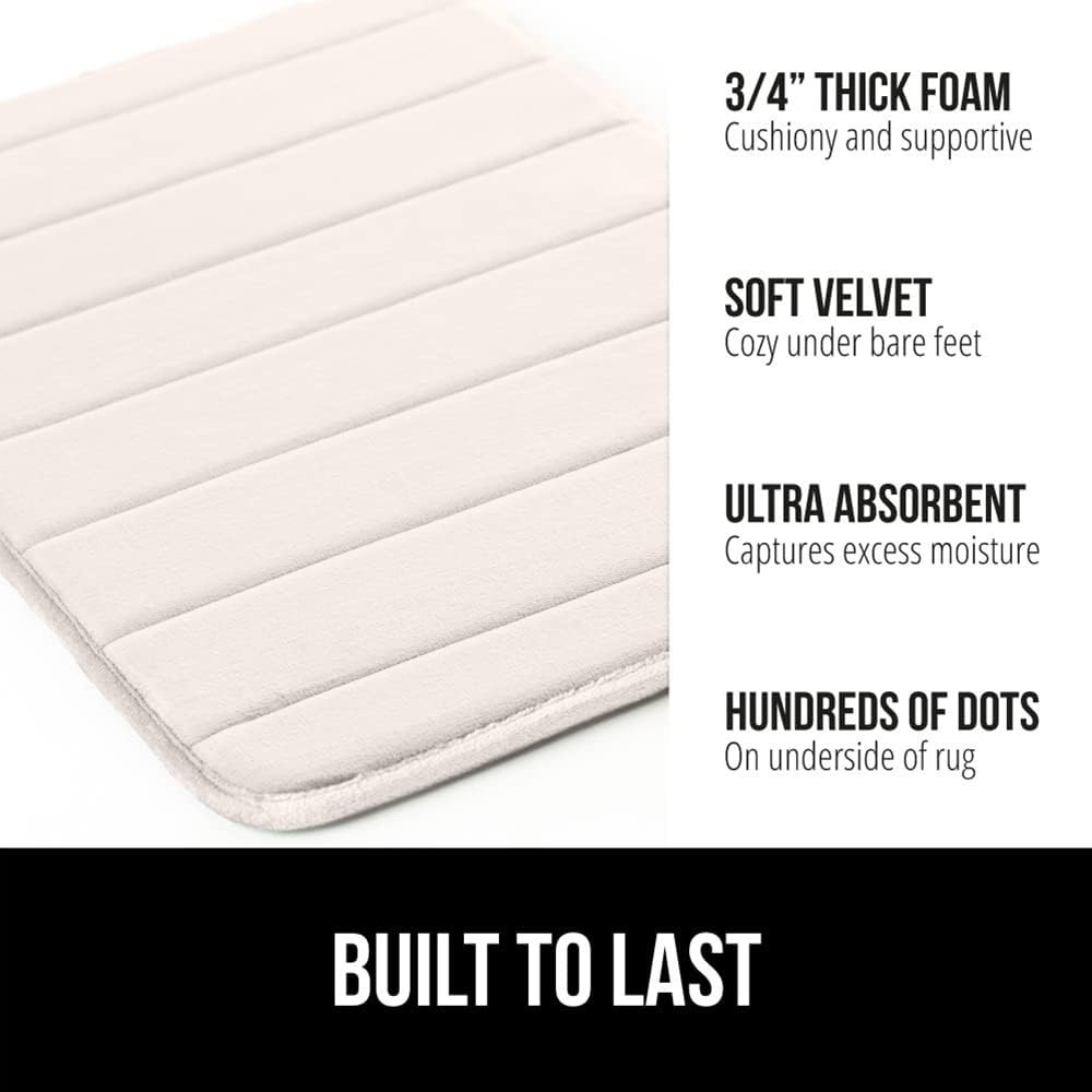 image:imageGORILLA GRIP Memory Foam Bath Mat Soft Absorbent US Designed Bathroom Rug Gripping Dots Machine Washable Bathmat Cushioned Floor Mats Shower Sink Rugs Room Dcor Accessories 24x17 Graphite GrayStriped Cream