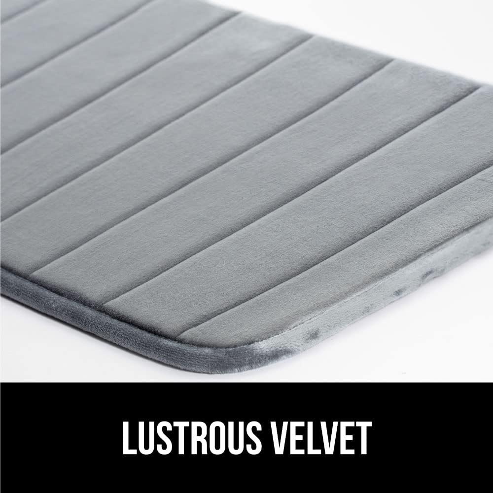image:imageGORILLA GRIP Memory Foam Bath Mat Soft Absorbent US Designed Bathroom Rug Gripping Dots Machine Washable Bathmat Cushioned Floor Mats Shower Sink Rugs Room Dcor Accessories 24x17 Graphite GrayStriped Graphite Gray