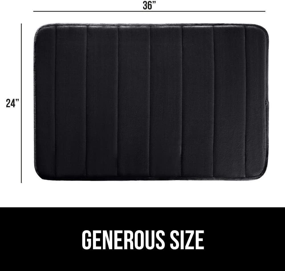 image:imageGORILLA GRIP Memory Foam Bath Mat Soft Absorbent US Designed Bathroom Rug Gripping Dots Machine Washable Bathmat Cushioned Floor Mats Shower Sink Rugs Room Dcor Accessories 24x17 Graphite GrayStriped Black