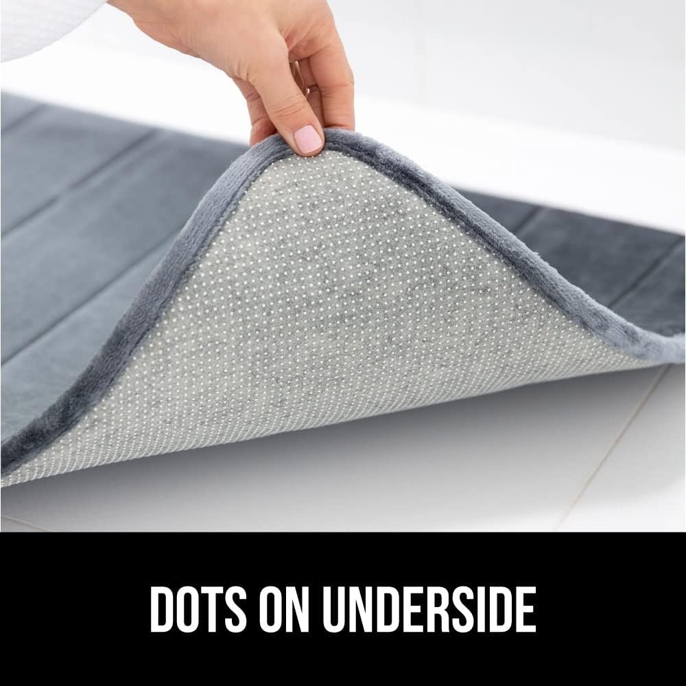 image:imageGORILLA GRIP Memory Foam Bath Mat Soft Absorbent US Designed Bathroom Rug Gripping Dots Machine Washable Bathmat Cushioned Floor Mats Shower Sink Rugs Room Dcor Accessories 24x17 Graphite GrayStriped Graphite Gray