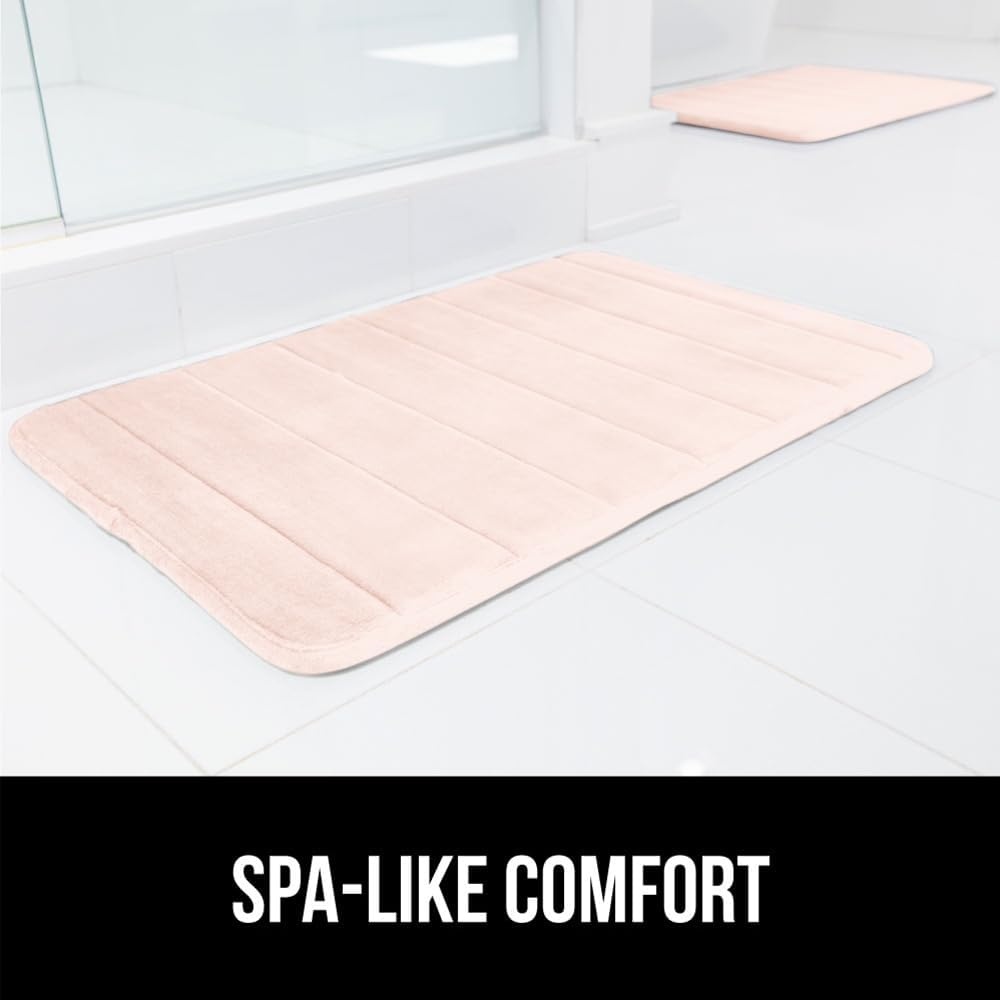 image:imageGORILLA GRIP Memory Foam Bath Mat Soft Absorbent US Designed Bathroom Rug Gripping Dots Machine Washable Bathmat Cushioned Floor Mats Shower Sink Rugs Room Dcor Accessories 24x17 Graphite GrayStriped Pink