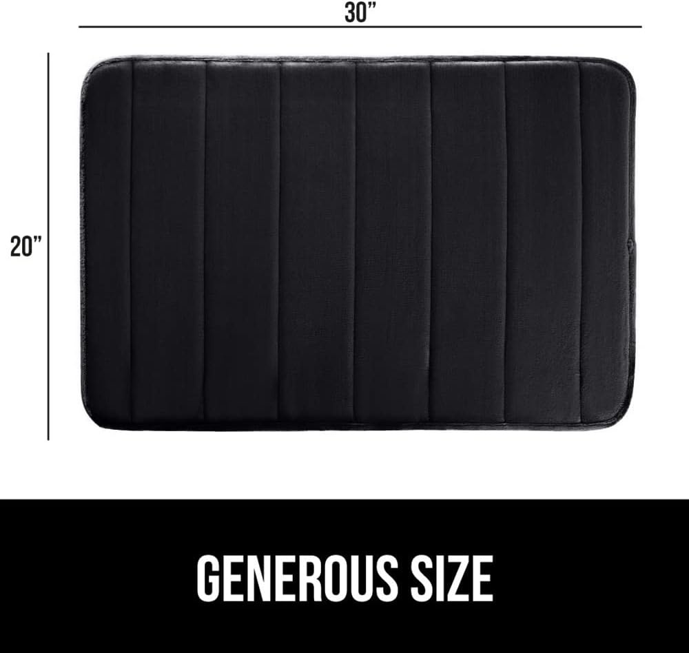 image:imageGORILLA GRIP Memory Foam Bath Mat Soft Absorbent US Designed Bathroom Rug Gripping Dots Machine Washable Bathmat Cushioned Floor Mats Shower Sink Rugs Room Dcor Accessories 24x17 Graphite GrayStriped Black