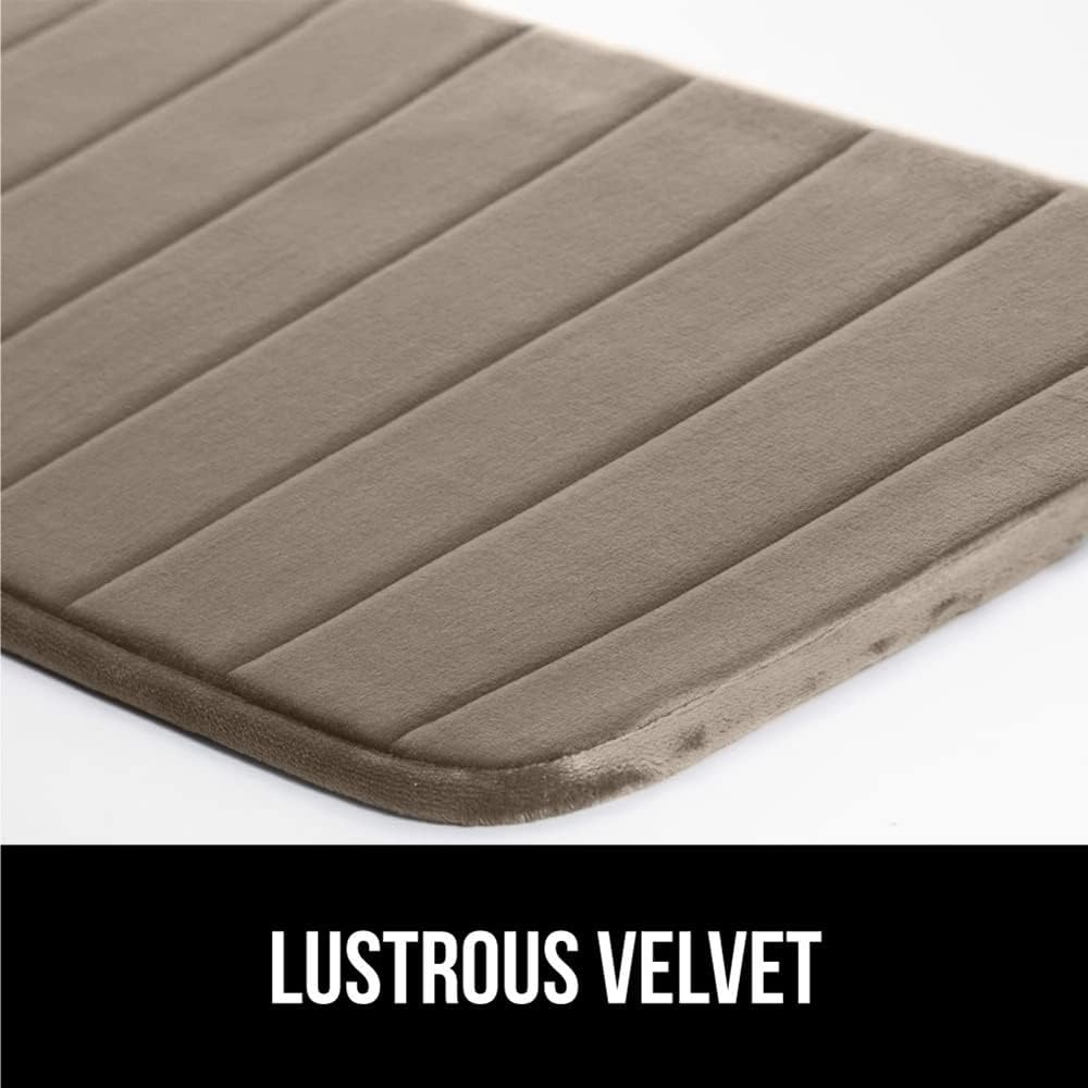 image:imageGORILLA GRIP Memory Foam Bath Mat Soft Absorbent US Designed Bathroom Rug Gripping Dots Machine Washable Bathmat Cushioned Floor Mats Shower Sink Rugs Room Dcor Accessories 24x17 Graphite GrayStriped Taupe