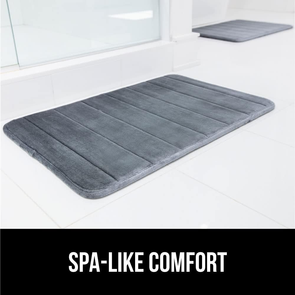image:imageGORILLA GRIP Memory Foam Bath Mat Soft Absorbent US Designed Bathroom Rug Gripping Dots Machine Washable Bathmat Cushioned Floor Mats Shower Sink Rugs Room Dcor Accessories 24x17 Graphite GrayStriped Graphite Gray