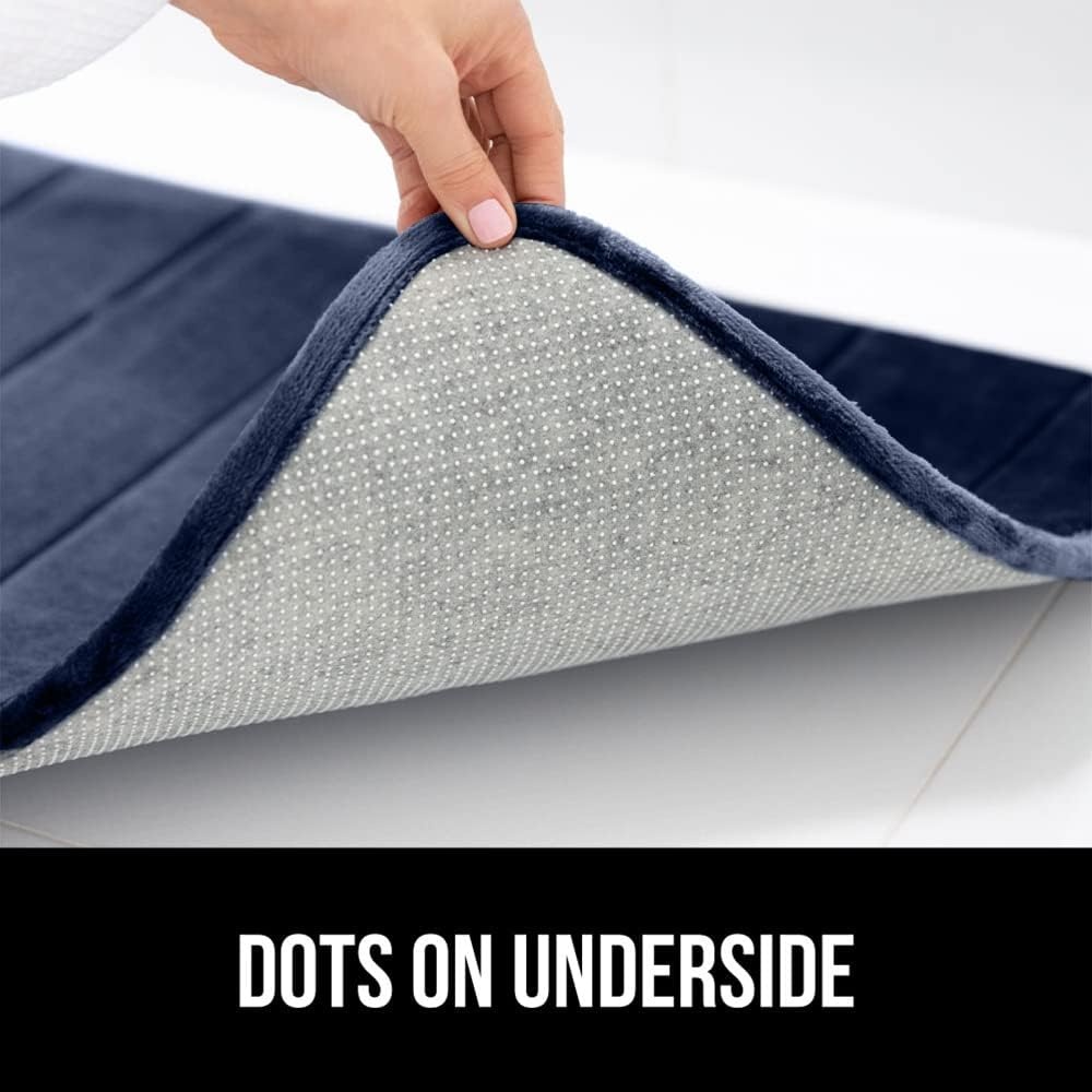 image:imageGORILLA GRIP Memory Foam Bath Mat Soft Absorbent US Designed Bathroom Rug Gripping Dots Machine Washable Bathmat Cushioned Floor Mats Shower Sink Rugs Room Dcor Accessories 24x17 Graphite GrayStriped Navy