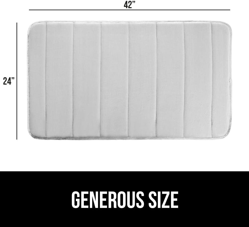 image:imageGORILLA GRIP Memory Foam Bath Mat Soft Absorbent US Designed Bathroom Rug Gripping Dots Machine Washable Bathmat Cushioned Floor Mats Shower Sink Rugs Room Dcor Accessories 24x17 Graphite GrayStriped Light Gray