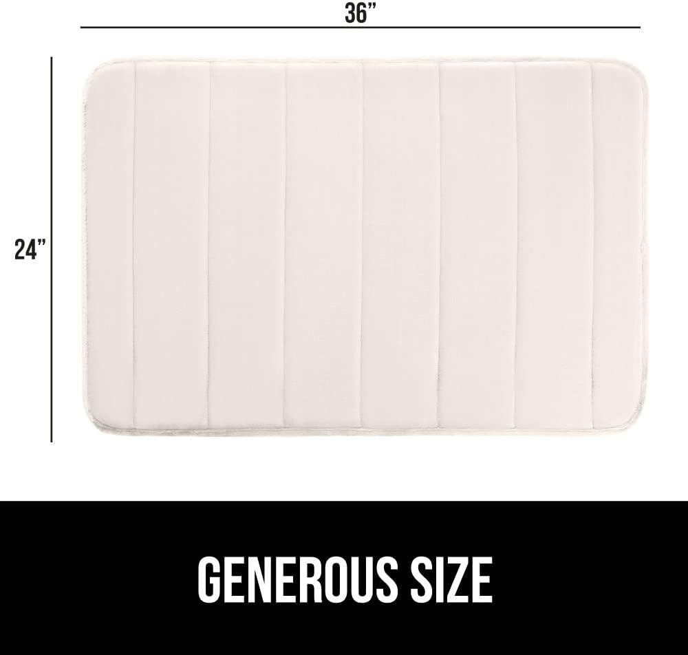 image:imageGORILLA GRIP Memory Foam Bath Mat Soft Absorbent US Designed Bathroom Rug Gripping Dots Machine Washable Bathmat Cushioned Floor Mats Shower Sink Rugs Room Dcor Accessories 24x17 Graphite GrayStriped Cream