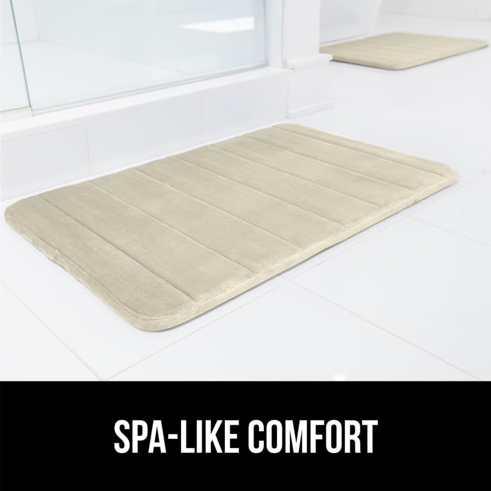 image:imageGORILLA GRIP Memory Foam Bath Mat Soft Absorbent US Designed Bathroom Rug Gripping Dots Machine Washable Bathmat Cushioned Floor Mats Shower Sink Rugs Room Dcor Accessories 24x17 Graphite GrayStriped Champagne