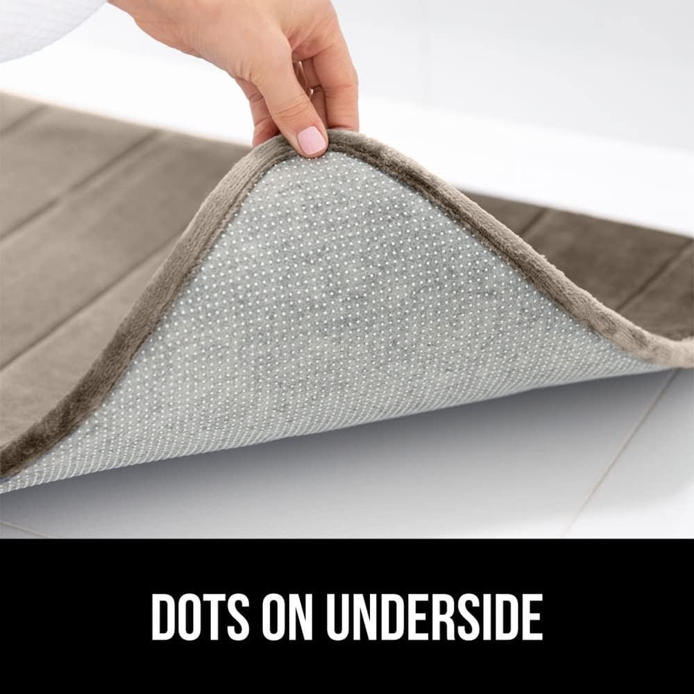 image:imageGORILLA GRIP Memory Foam Bath Mat Soft Absorbent US Designed Bathroom Rug Gripping Dots Machine Washable Bathmat Cushioned Floor Mats Shower Sink Rugs Room Dcor Accessories 24x17 Graphite GrayStriped Taupe