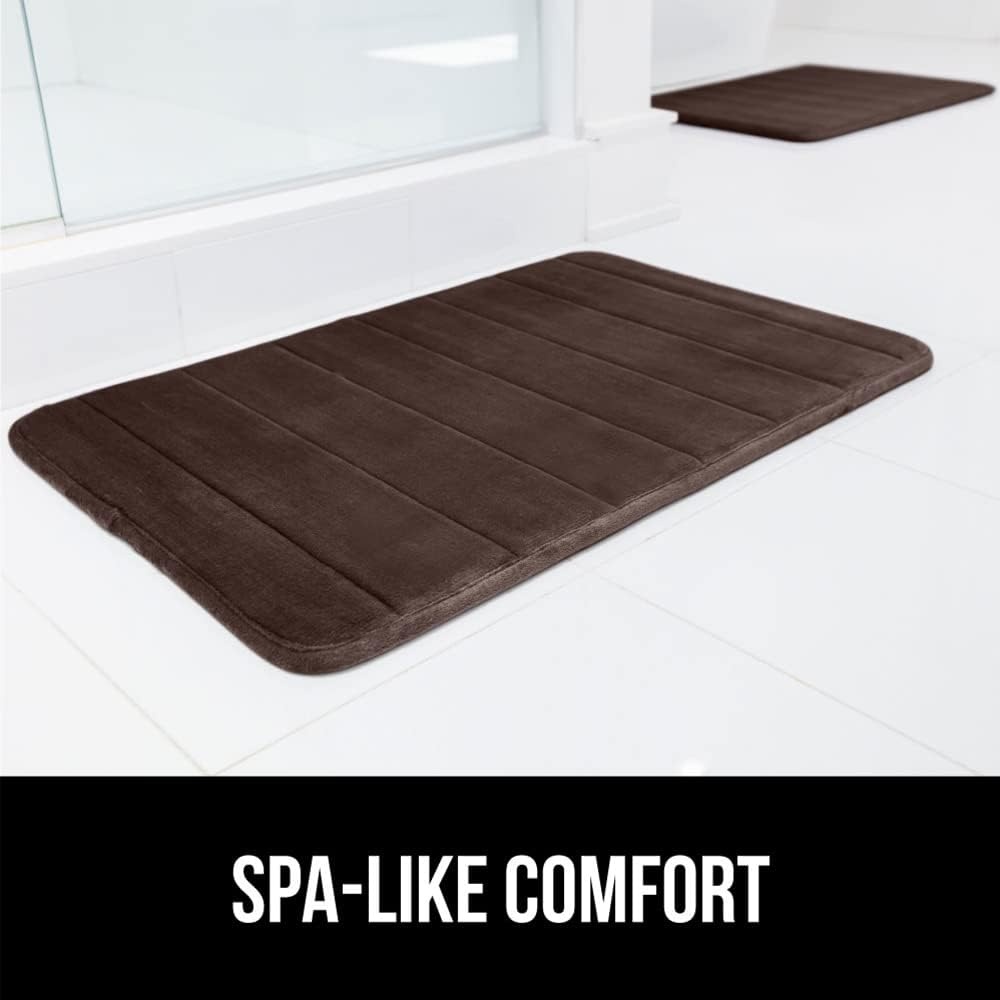 image:imageGORILLA GRIP Memory Foam Bath Mat Soft Absorbent US Designed Bathroom Rug Gripping Dots Machine Washable Bathmat Cushioned Floor Mats Shower Sink Rugs Room Dcor Accessories 24x17 Graphite GrayStriped Brown