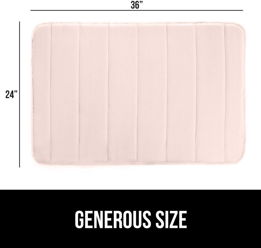 image:imageGORILLA GRIP Memory Foam Bath Mat Soft Absorbent US Designed Bathroom Rug Gripping Dots Machine Washable Bathmat Cushioned Floor Mats Shower Sink Rugs Room Dcor Accessories 24x17 Graphite GrayStriped Pink