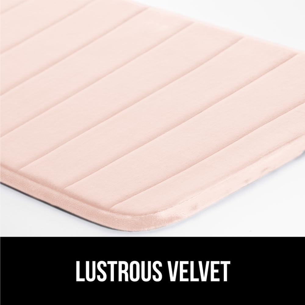 image:imageGORILLA GRIP Memory Foam Bath Mat Soft Absorbent US Designed Bathroom Rug Gripping Dots Machine Washable Bathmat Cushioned Floor Mats Shower Sink Rugs Room Dcor Accessories 24x17 Graphite GrayStriped Pink