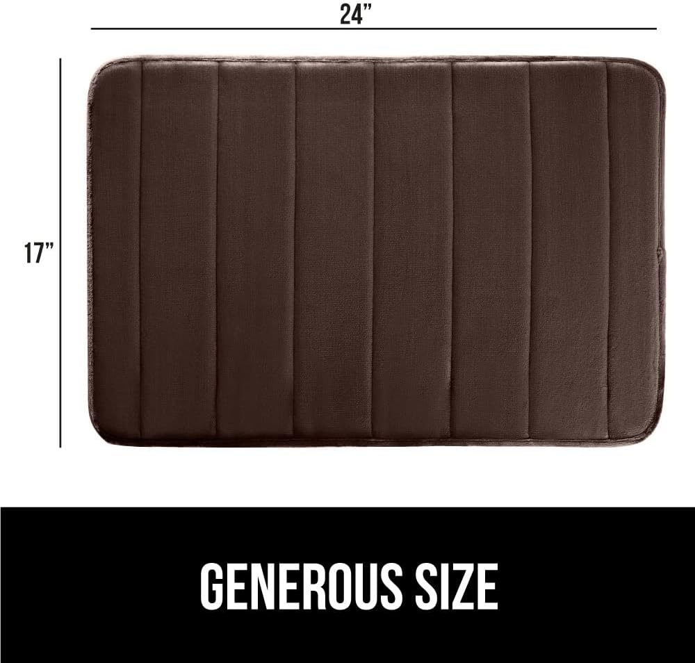 image:imageGORILLA GRIP Memory Foam Bath Mat Soft Absorbent US Designed Bathroom Rug Gripping Dots Machine Washable Bathmat Cushioned Floor Mats Shower Sink Rugs Room Dcor Accessories 24x17 Graphite GrayStriped Brown