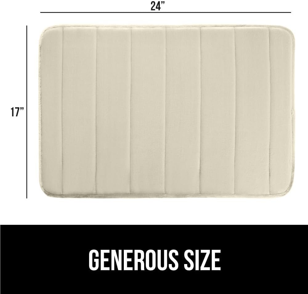 image:imageGORILLA GRIP Memory Foam Bath Mat Soft Absorbent US Designed Bathroom Rug Gripping Dots Machine Washable Bathmat Cushioned Floor Mats Shower Sink Rugs Room Dcor Accessories 24x17 Graphite GrayStriped Champagne