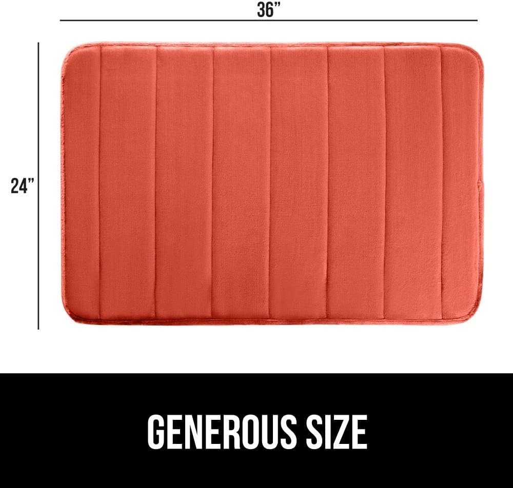 image:imageGORILLA GRIP Memory Foam Bath Mat Soft Absorbent US Designed Bathroom Rug Gripping Dots Machine Washable Bathmat Cushioned Floor Mats Shower Sink Rugs Room Dcor Accessories 24x17 Graphite GrayStriped Coral