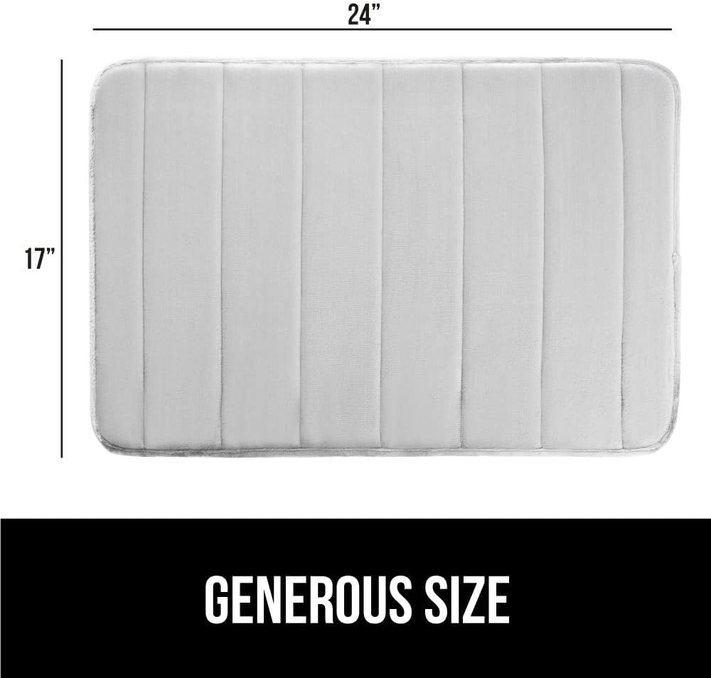 image:imageGORILLA GRIP Memory Foam Bath Mat Soft Absorbent US Designed Bathroom Rug Gripping Dots Machine Washable Bathmat Cushioned Floor Mats Shower Sink Rugs Room Dcor Accessories 24x17 Graphite GrayStriped Light Gray