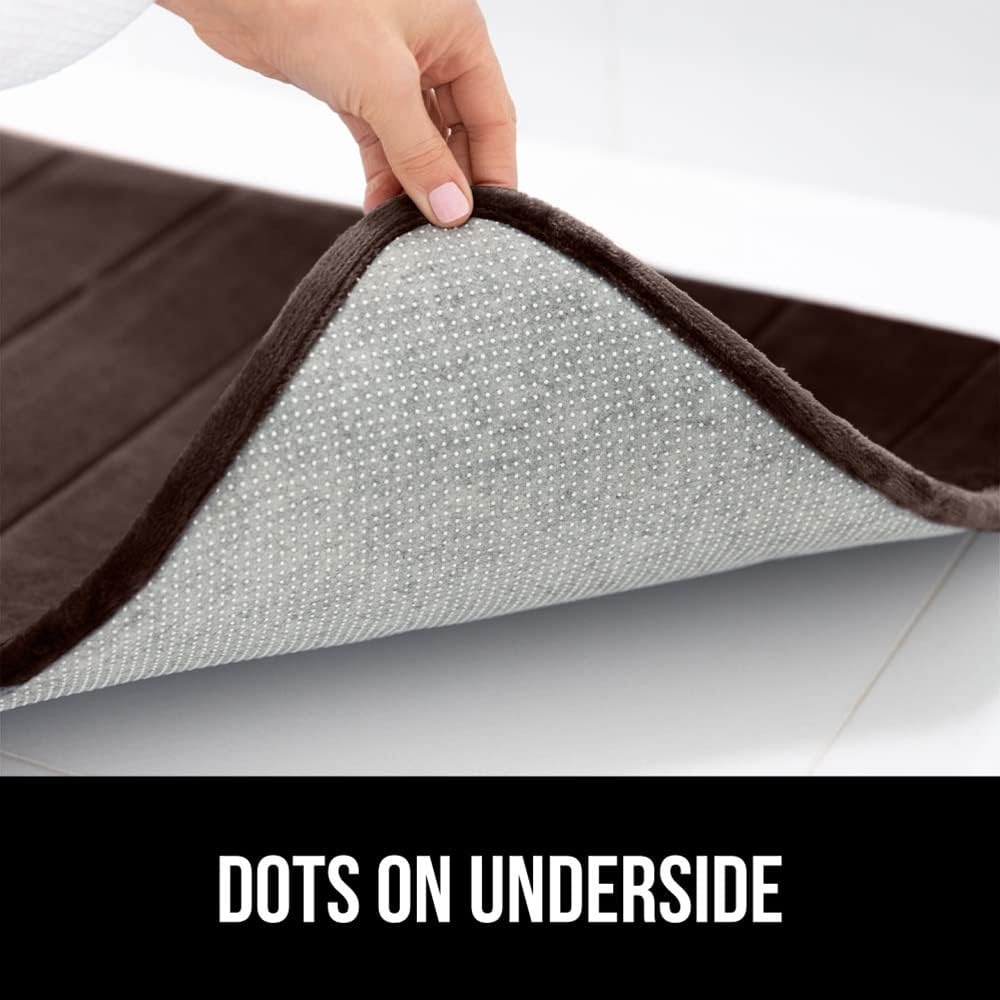 image:imageGORILLA GRIP Memory Foam Bath Mat Soft Absorbent US Designed Bathroom Rug Gripping Dots Machine Washable Bathmat Cushioned Floor Mats Shower Sink Rugs Room Dcor Accessories 24x17 Graphite GrayStriped Brown