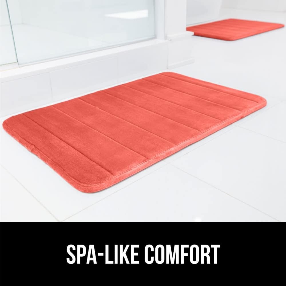 image:imageGORILLA GRIP Memory Foam Bath Mat Soft Absorbent US Designed Bathroom Rug Gripping Dots Machine Washable Bathmat Cushioned Floor Mats Shower Sink Rugs Room Dcor Accessories 24x17 Graphite GrayStriped Coral