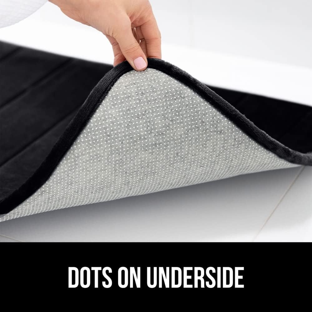 image:imageGORILLA GRIP Memory Foam Bath Mat Soft Absorbent US Designed Bathroom Rug Gripping Dots Machine Washable Bathmat Cushioned Floor Mats Shower Sink Rugs Room Dcor Accessories 24x17 Graphite GrayStriped Black