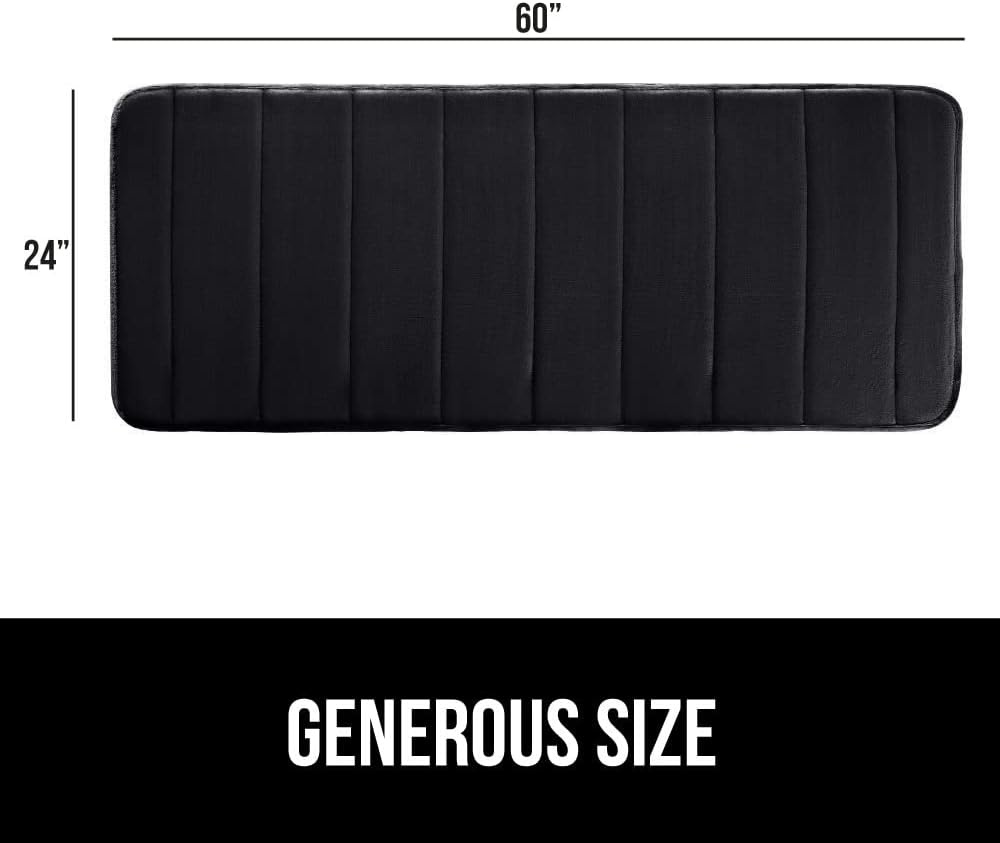 image:imageGORILLA GRIP Memory Foam Bath Mat Soft Absorbent US Designed Bathroom Rug Gripping Dots Machine Washable Bathmat Cushioned Floor Mats Shower Sink Rugs Room Dcor Accessories 24x17 Graphite GrayStriped Black