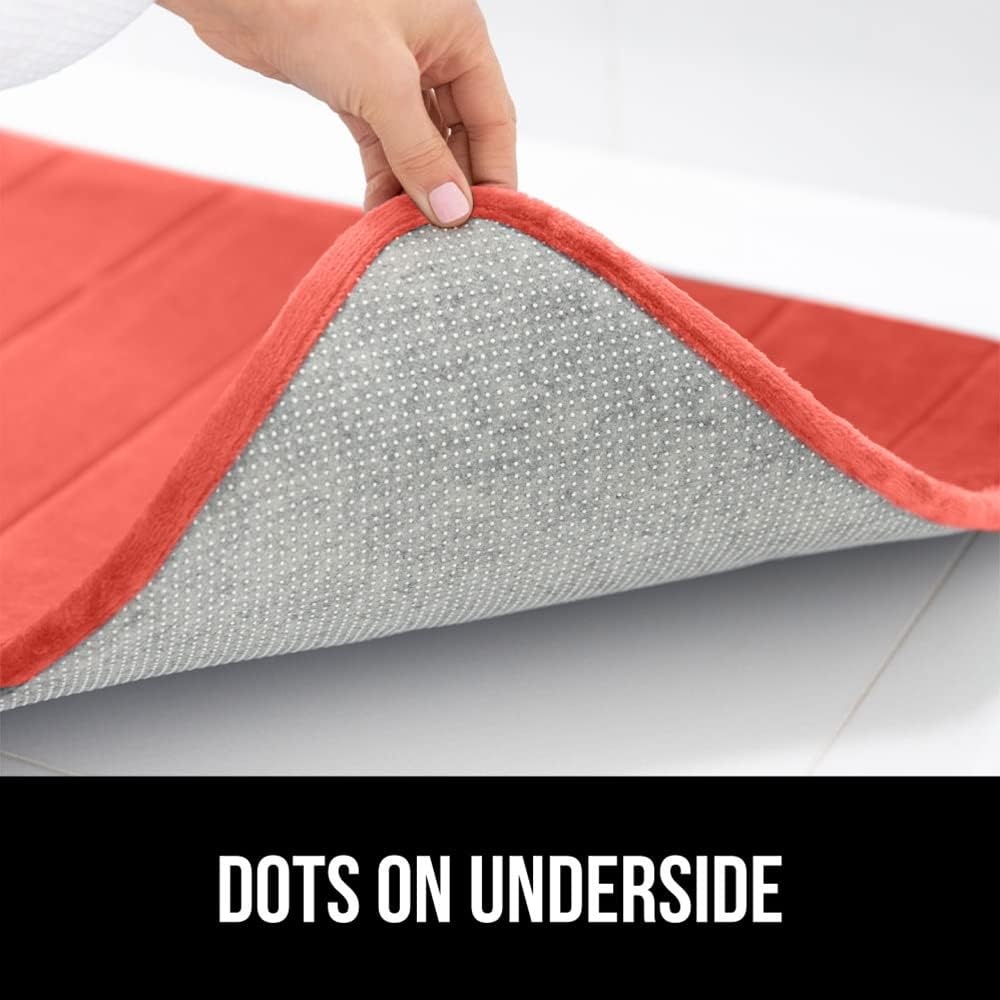 image:imageGORILLA GRIP Memory Foam Bath Mat Soft Absorbent US Designed Bathroom Rug Gripping Dots Machine Washable Bathmat Cushioned Floor Mats Shower Sink Rugs Room Dcor Accessories 24x17 Graphite GrayStriped Coral