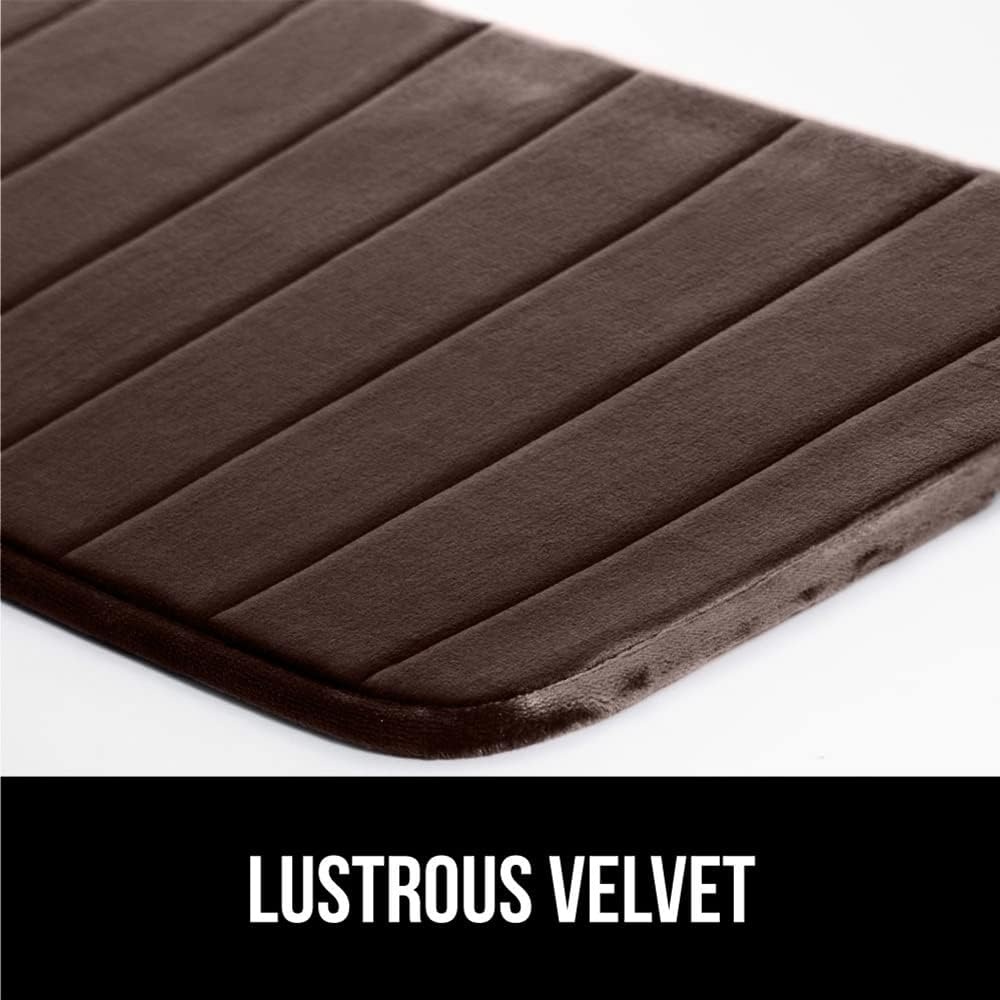 image:imageGORILLA GRIP Memory Foam Bath Mat Soft Absorbent US Designed Bathroom Rug Gripping Dots Machine Washable Bathmat Cushioned Floor Mats Shower Sink Rugs Room Dcor Accessories 24x17 Graphite GrayStriped Brown