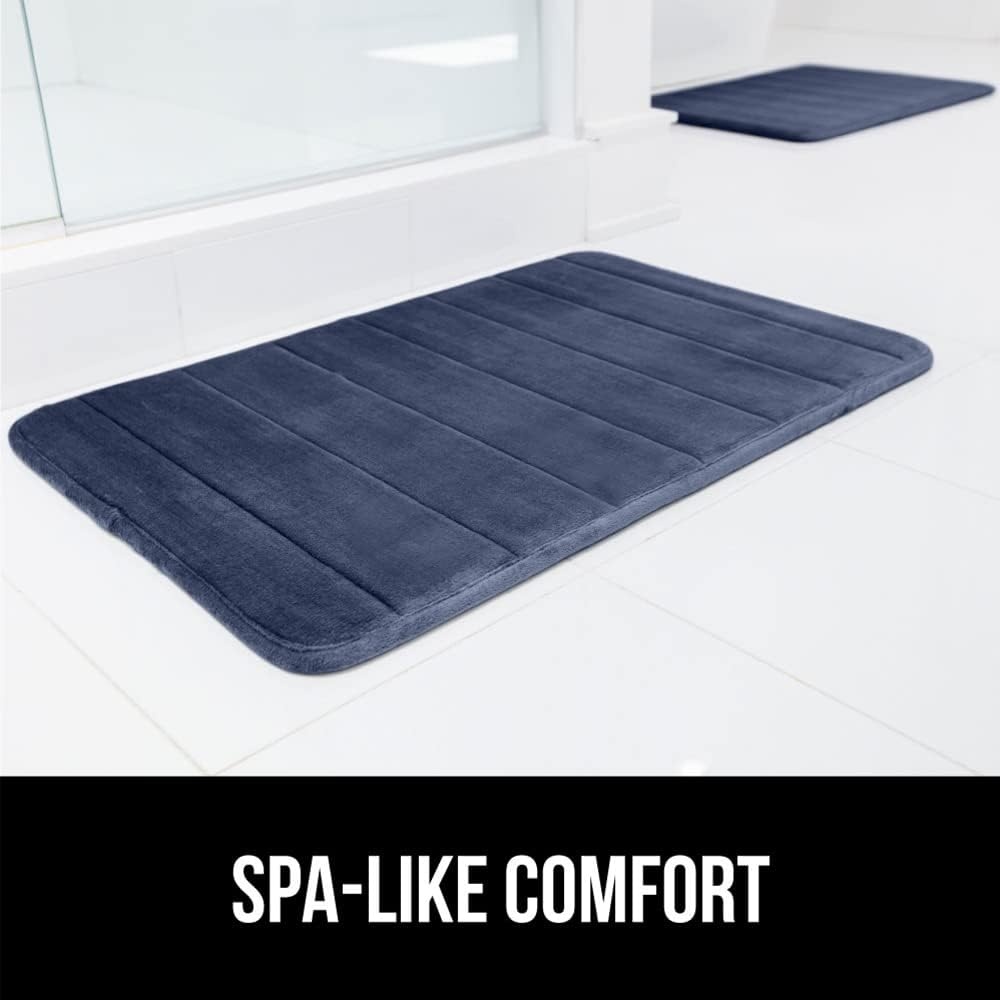 image:imageGORILLA GRIP Memory Foam Bath Mat Soft Absorbent US Designed Bathroom Rug Gripping Dots Machine Washable Bathmat Cushioned Floor Mats Shower Sink Rugs Room Dcor Accessories 24x17 Graphite GrayStriped Navy