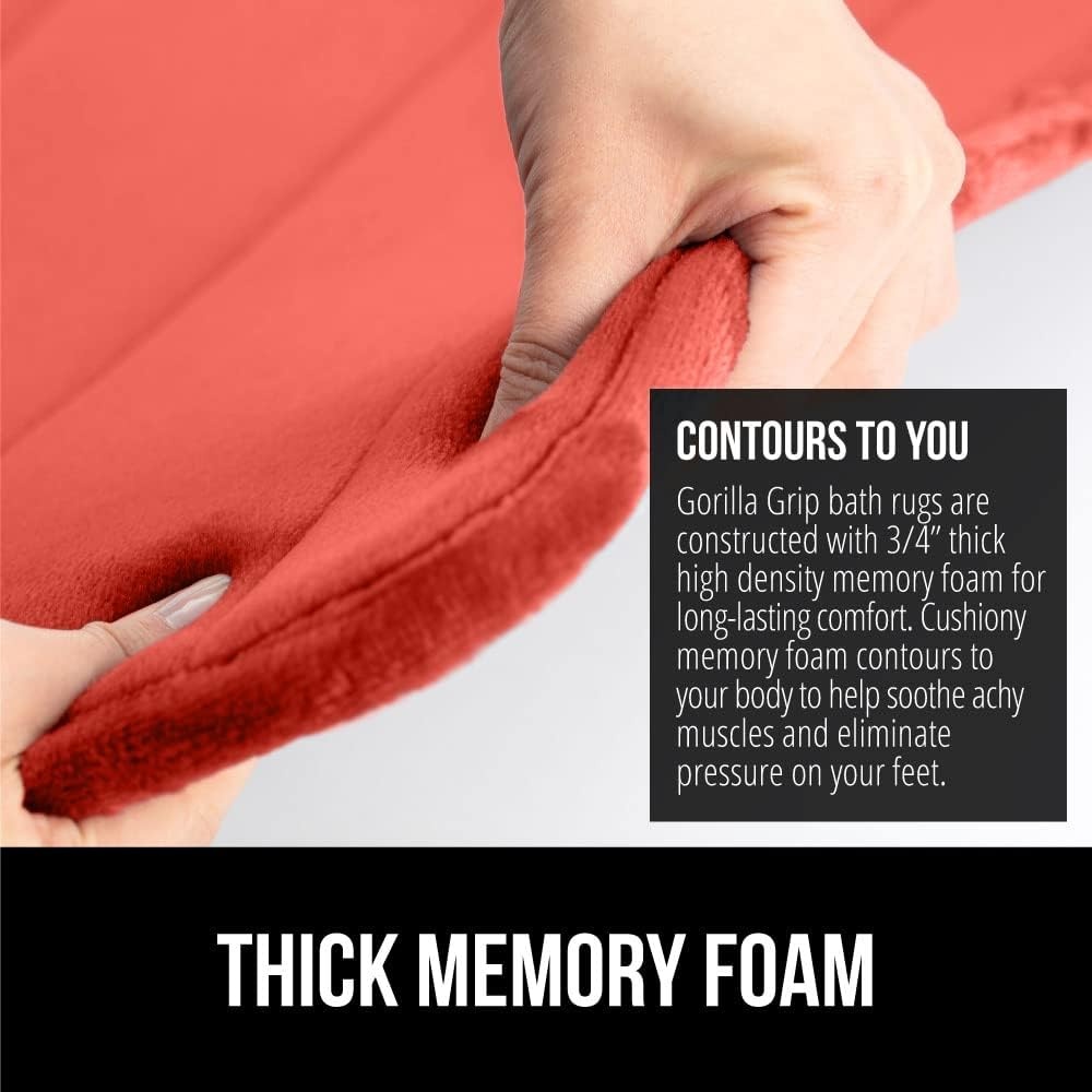 image:imageGORILLA GRIP Memory Foam Bath Mat Soft Absorbent US Designed Bathroom Rug Gripping Dots Machine Washable Bathmat Cushioned Floor Mats Shower Sink Rugs Room Dcor Accessories 24x17 Graphite GrayStriped Coral