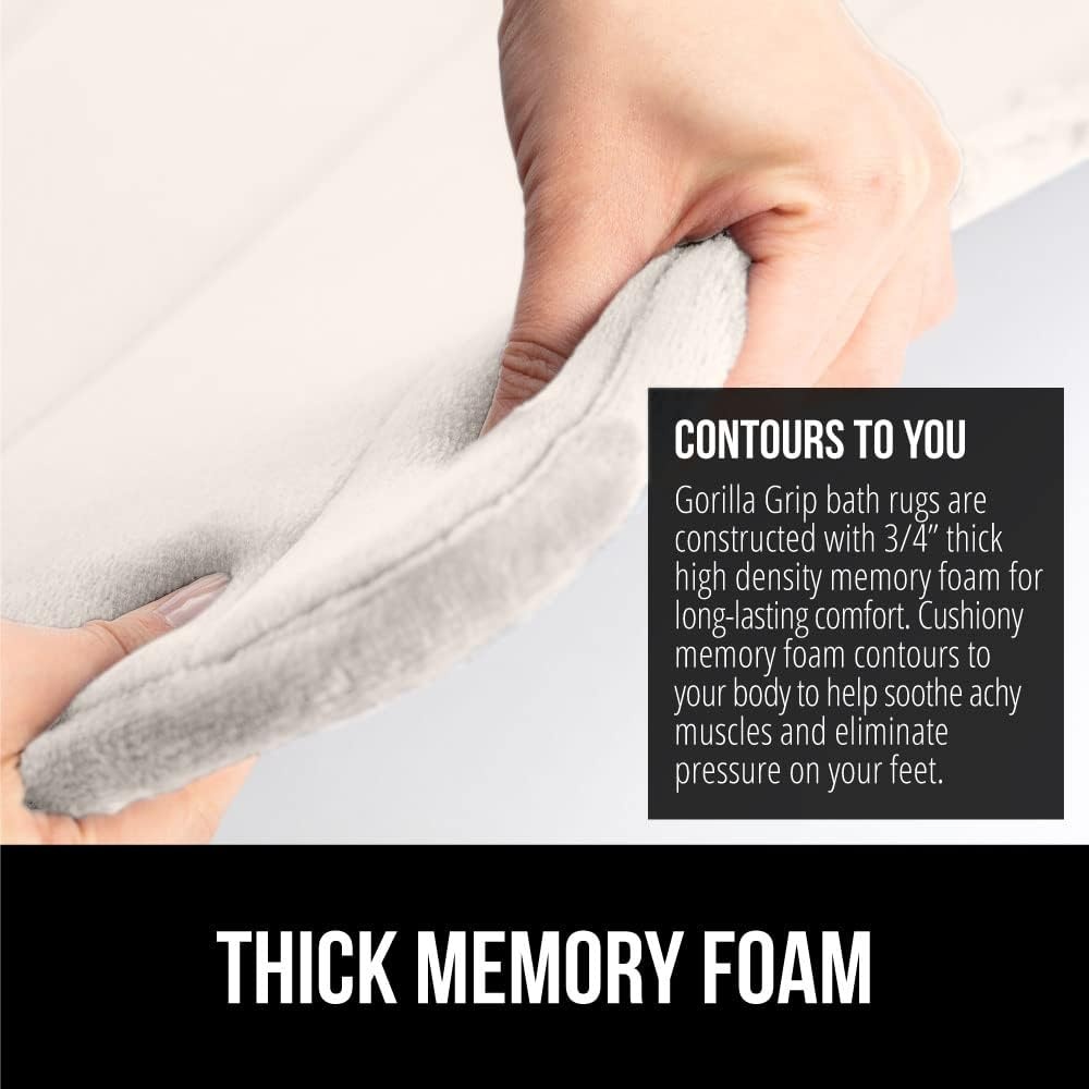 image:imageGORILLA GRIP Memory Foam Bath Mat Soft Absorbent US Designed Bathroom Rug Gripping Dots Machine Washable Bathmat Cushioned Floor Mats Shower Sink Rugs Room Dcor Accessories 24x17 Graphite GrayStriped Cream