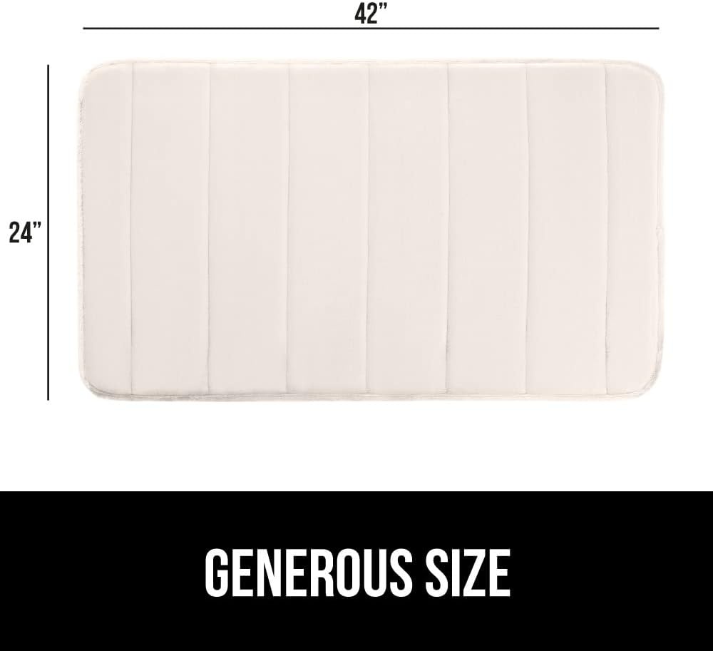 image:imageGORILLA GRIP Memory Foam Bath Mat Soft Absorbent US Designed Bathroom Rug Gripping Dots Machine Washable Bathmat Cushioned Floor Mats Shower Sink Rugs Room Dcor Accessories 24x17 Graphite GrayStriped Cream