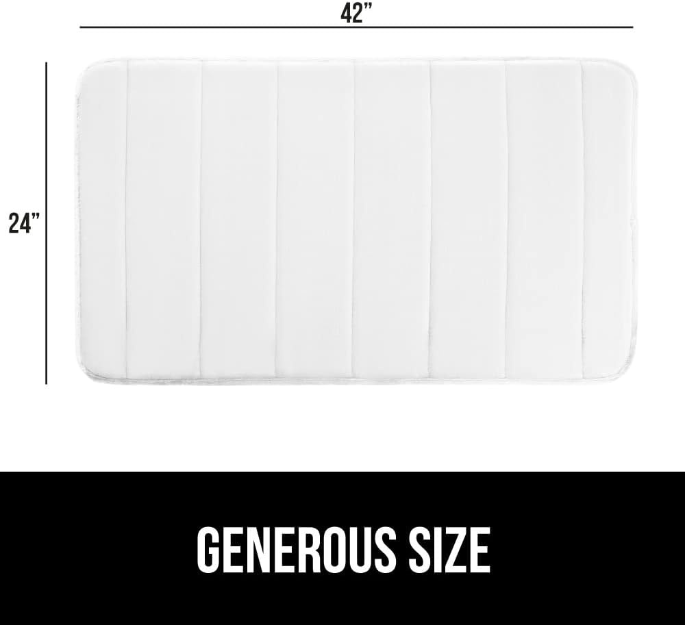 image:imageGORILLA GRIP Memory Foam Bath Mat Soft Absorbent US Designed Bathroom Rug Gripping Dots Machine Washable Bathmat Cushioned Floor Mats Shower Sink Rugs Room Dcor Accessories 24x17 Graphite GrayStriped White